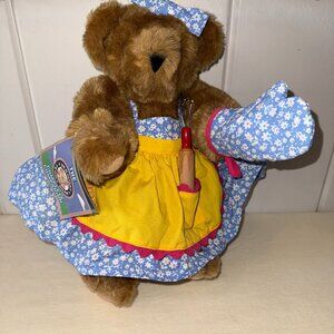 Retired OMA Vermont Teddy Bear Company Jointed Cooking Utensil Oven Mitt Apron🧸